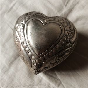 Antique Bohemian Artisan Heart Shaped Metal Tin